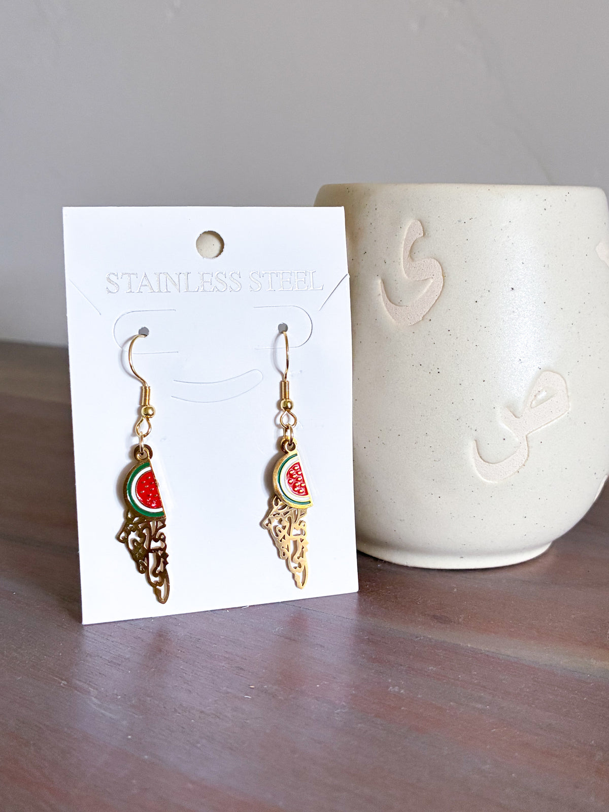 Symbolic Watermelon Dangle Earrings